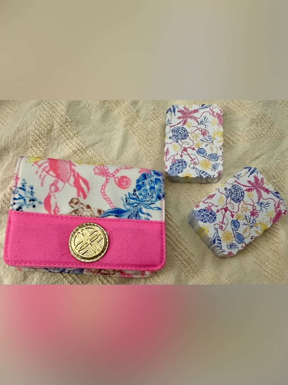 NWOT Lilly Pulitzer Crabtastic Canvas Playing Card Case/Wallet/Credit Card Case - Picture 5 of 6